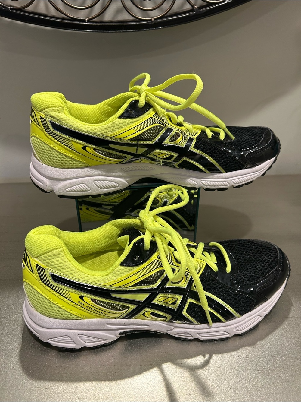 ASICS women's Neon Yellow and Black Athletic Sneakers
